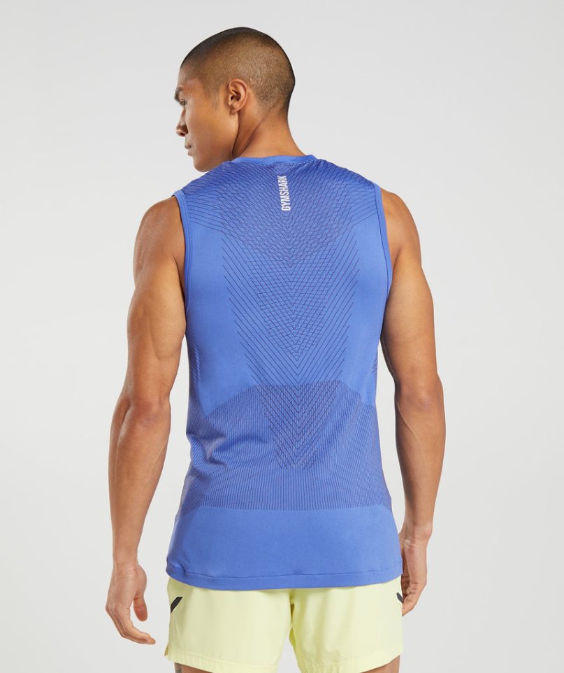 Men's Gymshark Apex Seamless Tanks Blue | NZ 0BKHVO